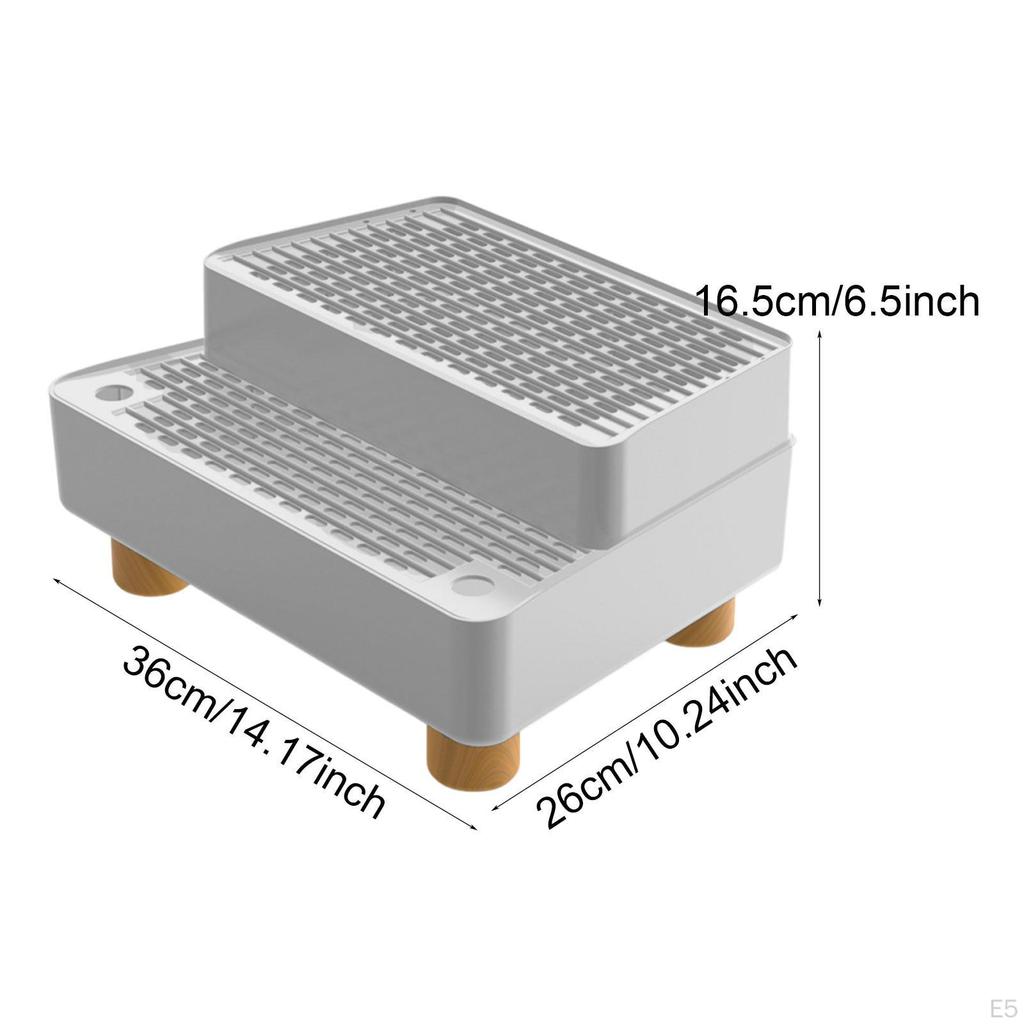 Ramp Cat Litter Stair with Non Slip Feet Detachable Washable Leakproof 2 Steps for Elderly Cats