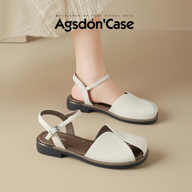 Augustine Bag Head Sandals Women's 2025 New Summer Flat Bottom Not Tired Feet Fashion Roman Cool Slippers with Skirt