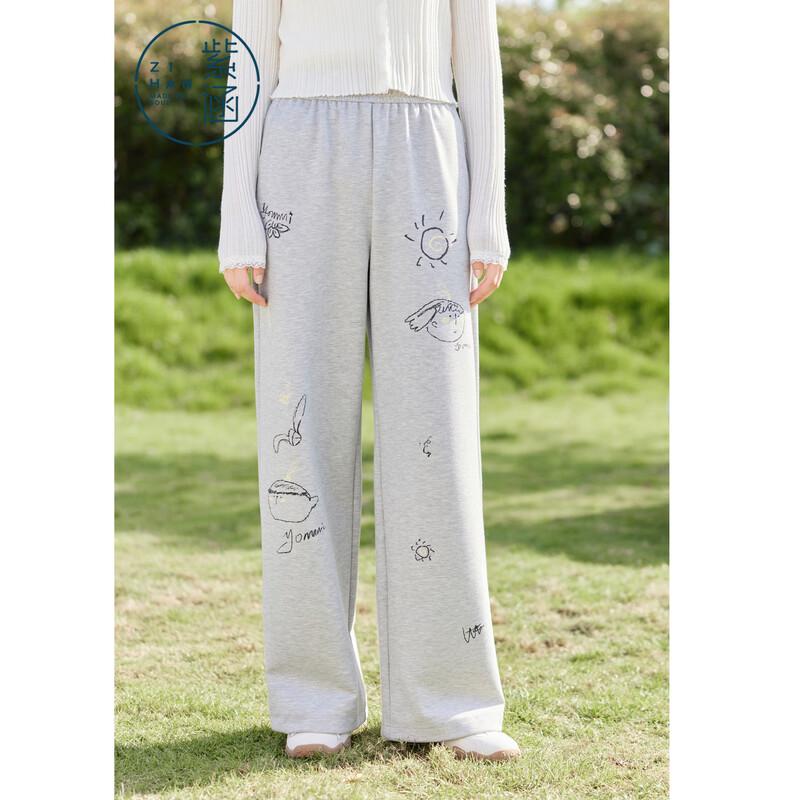 ZIHAN Women s Fun Print Wide-Leg Casual Pants S