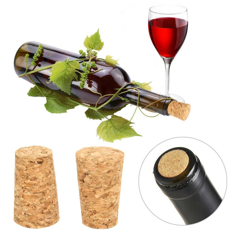 100Pcs Tapered Wine Cork Reusable Natural Wood Corks Portable Sealing Wine Stopper For Wine Bottle Keeper Kitchen Accessories