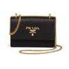 Cartera Porta Tarjetas de Cuero Saffiano con Cadena Cartera para Mujer Negra 1MR017_QWA_F0002