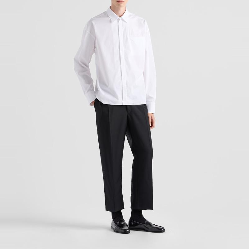PRADA Triangle logo Cotton Shirt SC793-1XV2-F0009-S-OOO