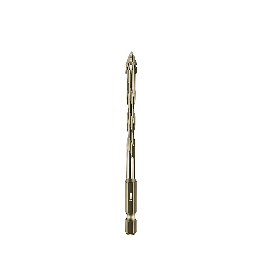 Yellow Coated Four Flute Eccentric Serrated Dry Drill Bit for Full Ceramic Glass Marble Concrete Sharp Sawtooth Cutting Head