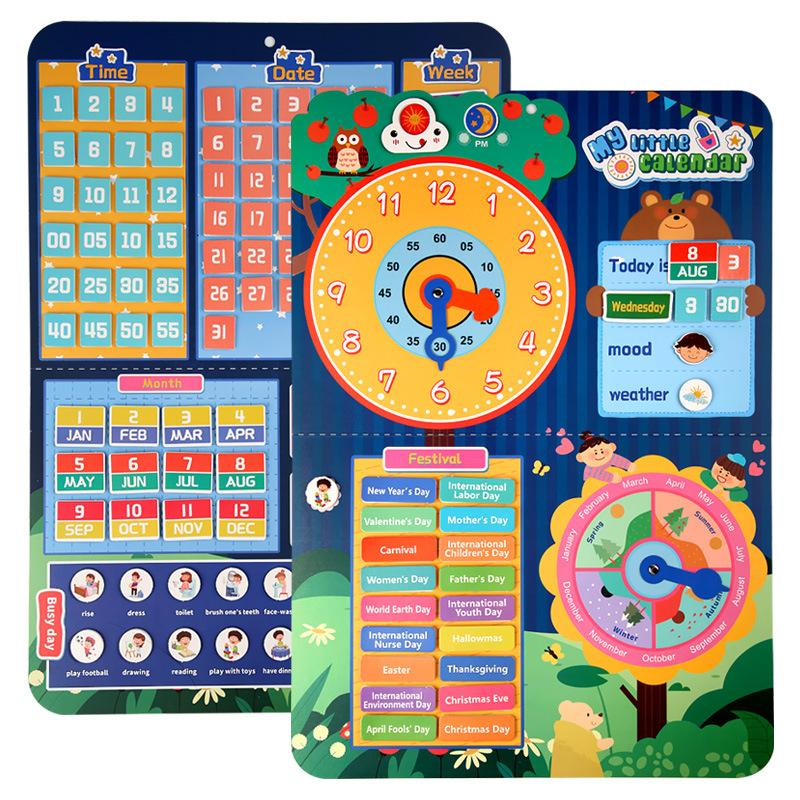 Clock Calendar Cognitive Games, Children'S Puzzle Early Education Life Knowledge Cognitive Paper Toys