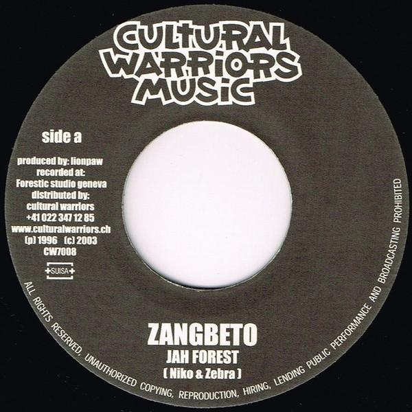 

7-дюймовая пластинка JAH FOREST - Zangbeto CW7008 Cultural Warrio 2003 Швейцария Регги, Ска и Даб Б/У