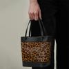 New Winter Genuine Leather Cowhide Leopard Print Shiny European and American Retro High-value Portable Bento Bag for Women