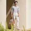 Qipai Men's Seamless Striped Business Casual Long-Sleeve Shirt
