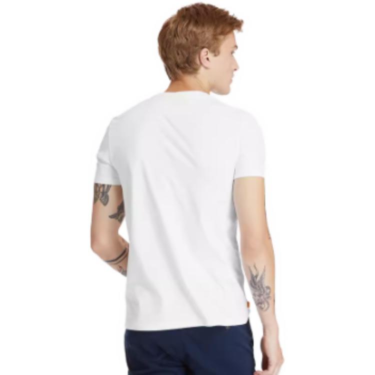Timberland T-Shirts Men's White Crew Neck Moderate A2EKJ-100