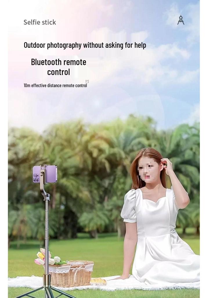 Bluetooth Portable Selfie Stick & Tripod with Remote - Handheld, Floor-Standing, and Foldable for Travel.