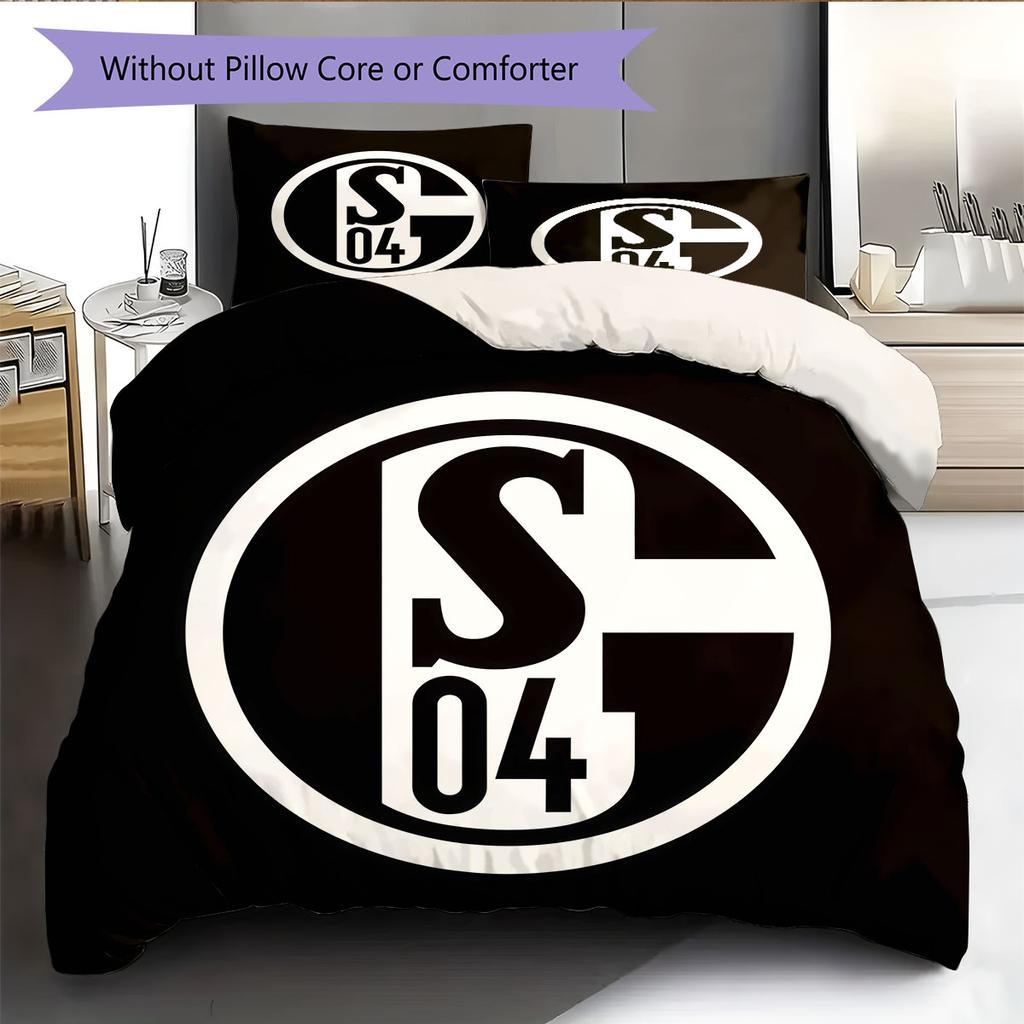 Set Copripiumino Trapuntato con Logo Schalke Federa Decorazione per la Casa Regalo di Compleanno (1 * copripiumino + 2 * federa, senza nucleo)