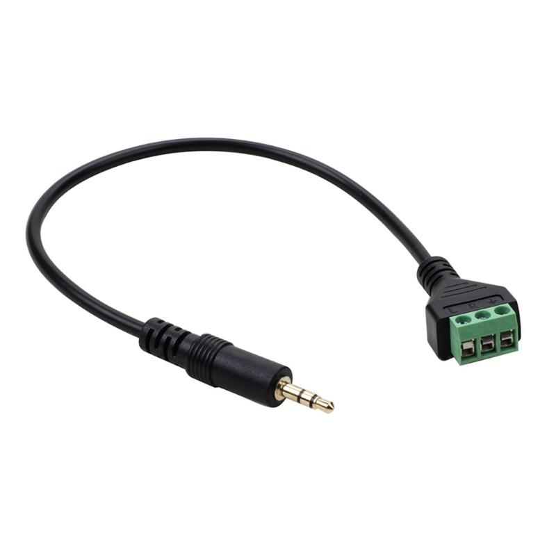 3.5mm Stereo Sound Male Jacks To 3 Pin AV Screw Terminals Adapters Cable With Gold Plateds Connectors 30cm