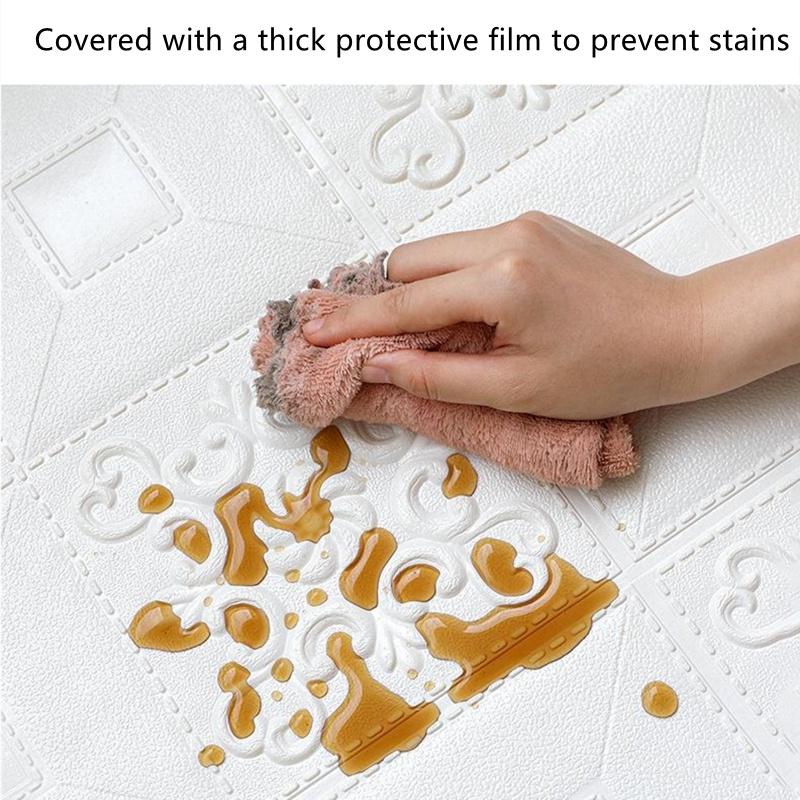 Self-adhesive Anti-collision Romantic and Warm Children's PE Foam 3D Wallpaper DIY Decorative Embossed Wall Stickers 70CM X 70CM