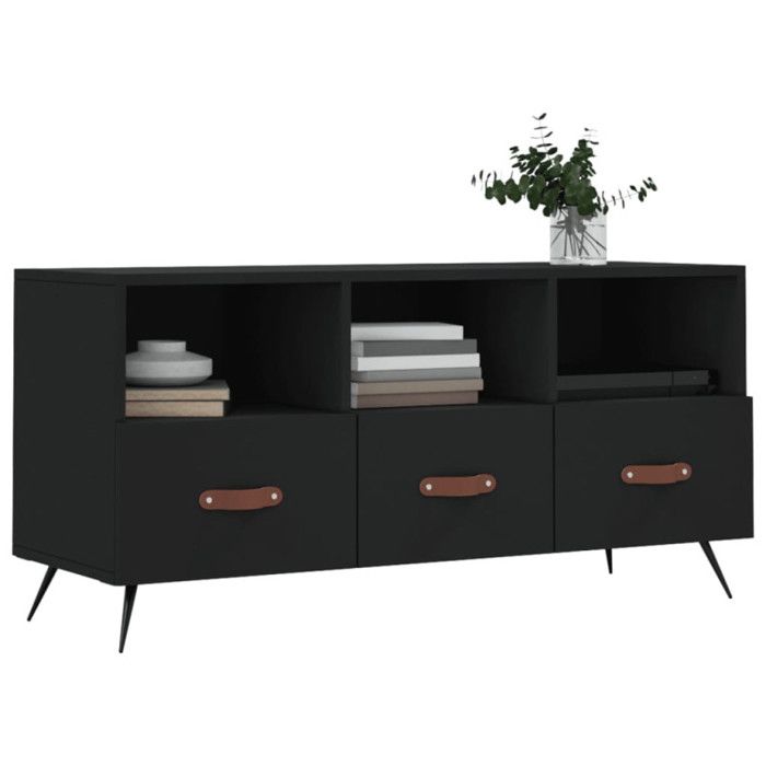 VidaXL Meuble TV noir 102x36x50 cm bois d'ingénierie 829005