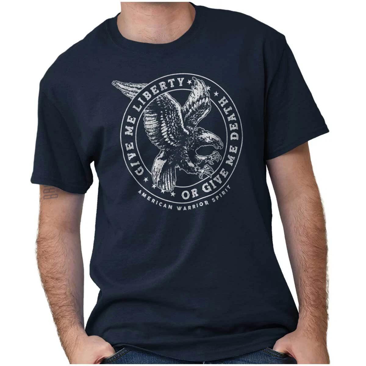 Give Liberty Death Freedom Patriotic Skull Womens or Mens Crewneck T Shirt Tee L