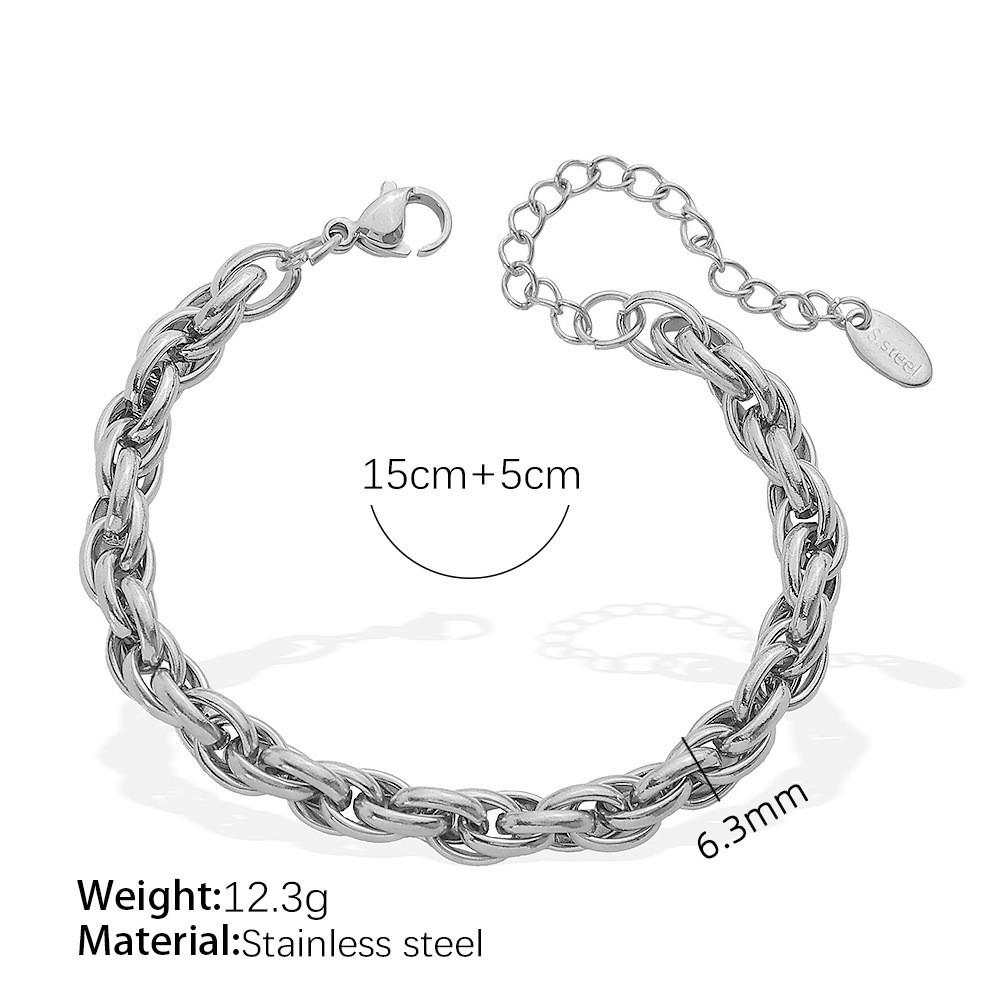 Trendy Embossed O-Chain Stainless Steel Bracelet - Simple, Fashionable Unisex Jewelry