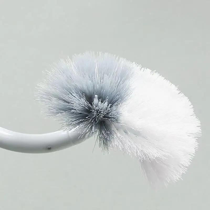 Toilet Plastic Curved Long Handled Toilet Brush Creative Toilet Cleaning Brush No Dead Angle Soft-Bristled Toilet Cleaning Brush