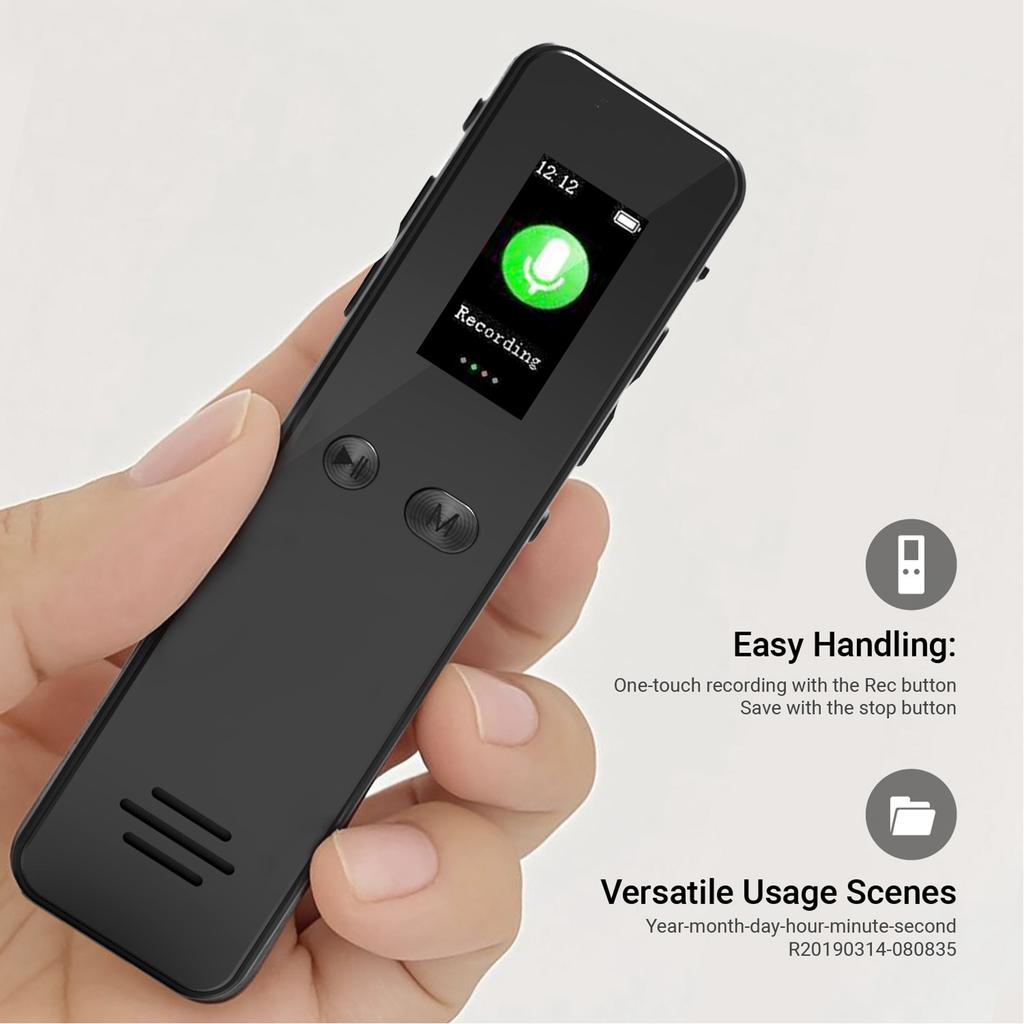 Smart Voice Recorder With 64GB Memory 1536Kbps Recording TFT Screen Built In Speaker 18H Battery Life Portable Voice Recorder
