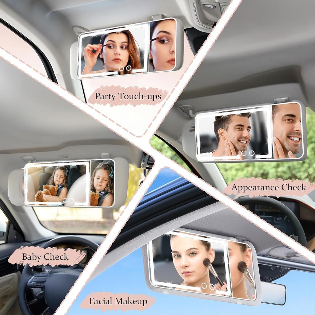 Led Car Sun Visor Vanity Mirror Upgraded Large Vanity Makeup Universal Rear View Mirror for Car Visor