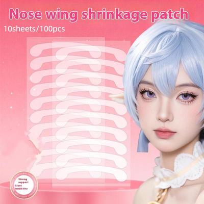 100 Pièces Patchs Rétrécissants pour Ailes du Nez Cosplay Rétrécir le Nez Autocollants Nez Amincissement Invisible Minceur Ailes Beauté Nez Étroit Outils Maquillage