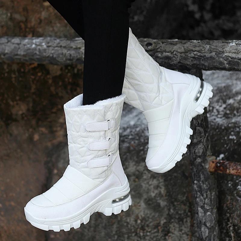 Fashion Women's Boots Anti-slip Waterproof Winter Snow Boots Outdoor Thick Bottom Winter Shoes Thick Plush Medium Boots Platform Boots
