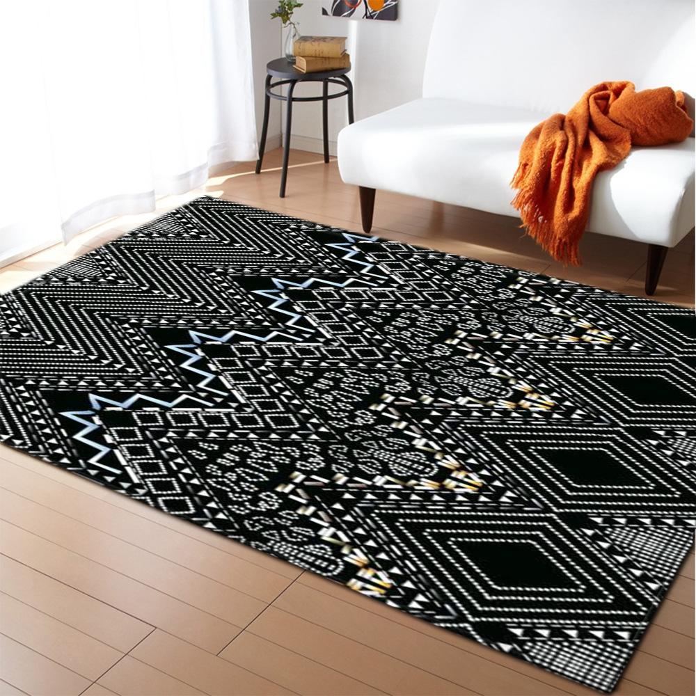 National Style Retro European Pattern Large Carpet Square Floor Mat Striped