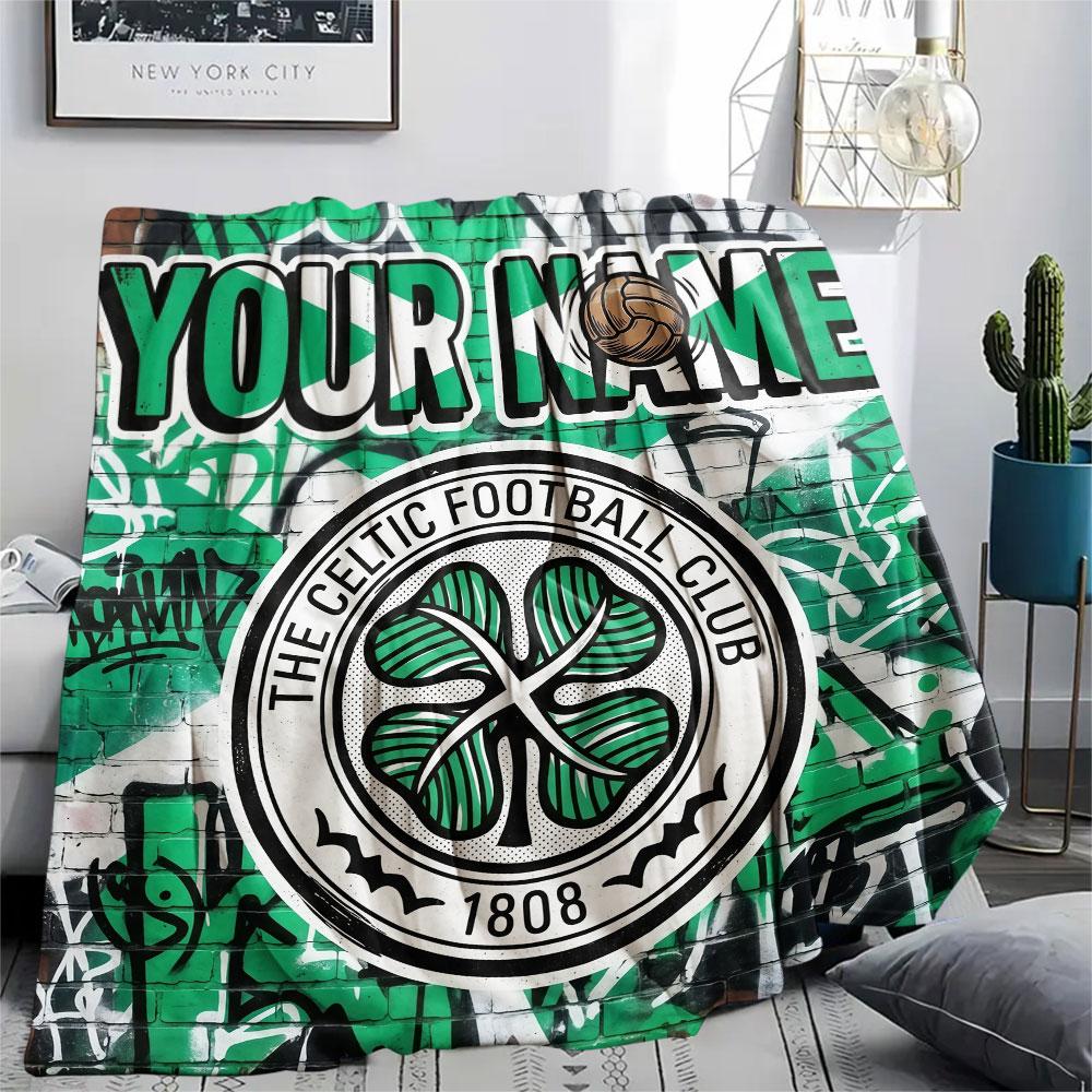 Custom Name,Celtic FC Printed Flannel Blanket, soft throw for bedroom sofa, washable, Christmas present, great gift.