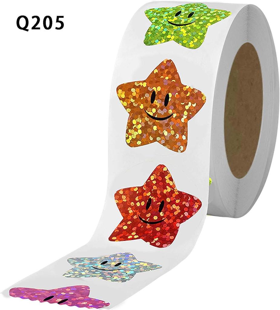 500 Laser Smiley Face Star Stickers: Self-Adhesive Decoration & Packaging Seals