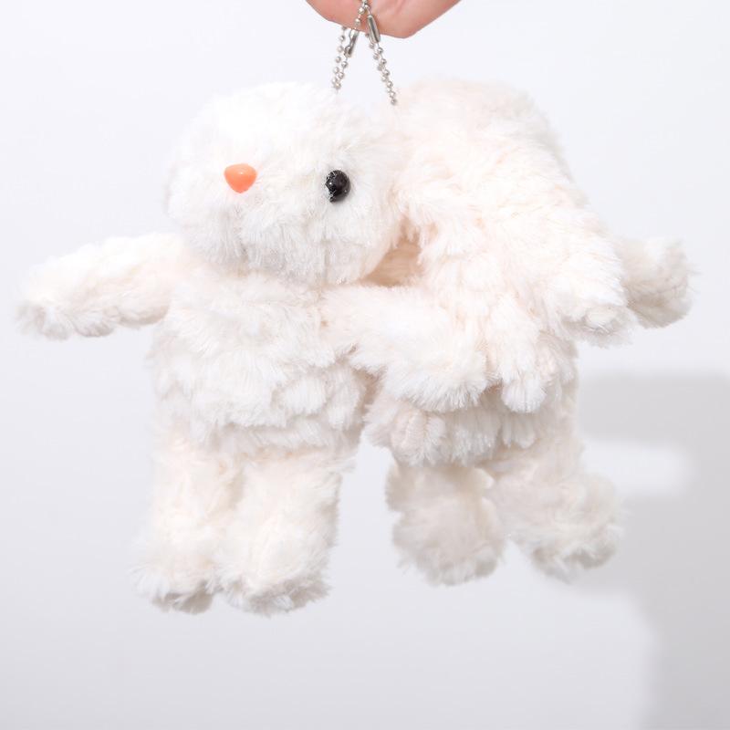 Cute Hanging Ear  Bunny Plush Keychain Long-eared Rabbit Plushie Doll Stuffed Animal Backpack Pendants Women Gift Car Key Chain