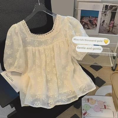 Französisches Temperament Puffärmel Sommerhemd - Modisches altersreduzierendes Design für Frauen