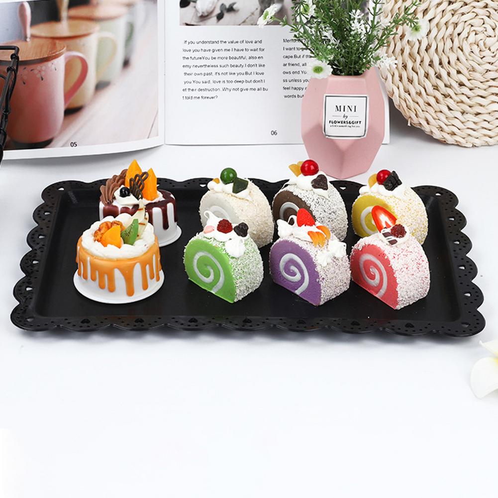36.5*23.5CM Rechteckige Kuchen-Dessert-Kunststoff-Präsentationsplatte im europäischen Stil Multifunktionale Haushalts-Frucht- und Lebensmittel-Präsentationsplatte