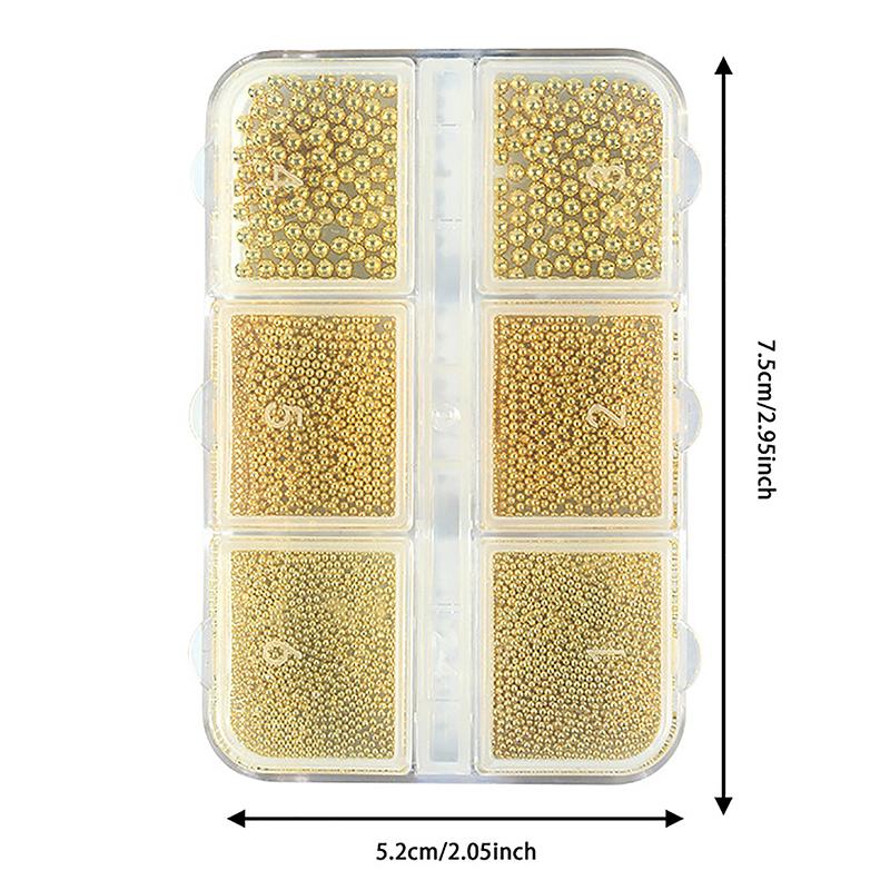 6 Grids/Box  Nail Art Mini Metal Caviar Beads Steel Beads 3D Design Diy