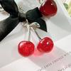 Nyckelring med körsbärspärlor för kvinnor flickor Söt röd körsbärsfruktväska Berlock med rosett Svart stjärna Nyckelring för plånbok Väska Ryggsäck Handväska Tillbehör