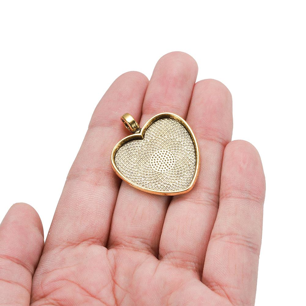 10pcs/lot 25mm Heart-Shaped Pendant Cabochon Base Setting Cameo Findings For DIY Jewelry Making Supplies