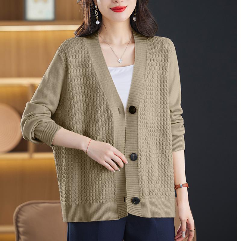 

Осенне-зимняя одежда большого размера, вязаный кардиган с V-образным вырезом, женская одежда, свободный и универсальный короткий шикарный свитер-жакет XXXL верблюд