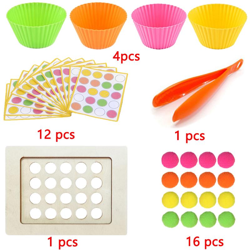 Montessori Early Education Children's Fine Movement Toys Rainbow TPR Soft Ball Color Sorting Math Counting Toddlers Board Game