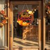 Hello Autumn Wood Plaque Harvest Wooden Wreath Pendant, Front Door Hanging Ornaments with Hemp Rope, Natural Fall Sign Pumpkins Maple Leaves