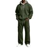 Winter Hooded Sweatshirt Jacket and Cargo Sweatpants Set, 2 Piece Casual Sweatsuit