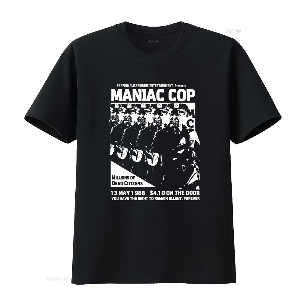 Unisexiac Cop Diy Punk Flyer T Shirt Retro Movie Promo Design Vintage Soft Homme Comfortable Fashion Versatile Stretched