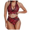 Damen Sexy Dessous Set Bestickter Spitzen-BH und Tanga Dessous Mesh Sheer Sexy
