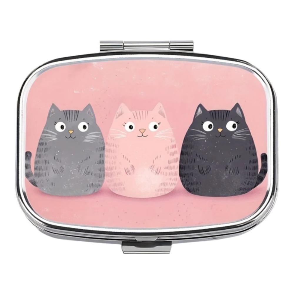 Metal Pill Case Multi-Compartment Built-In Makeup Mirror Travel Pill Organizer Secure Closure Portable Jewelry Storage Box