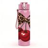 1PC Cherry Fruit Leopard Bow Print 750ml Color Plastic Sports Water Bottle Leakproof Flip Straw Lid Suitable for Sports Office Home Use