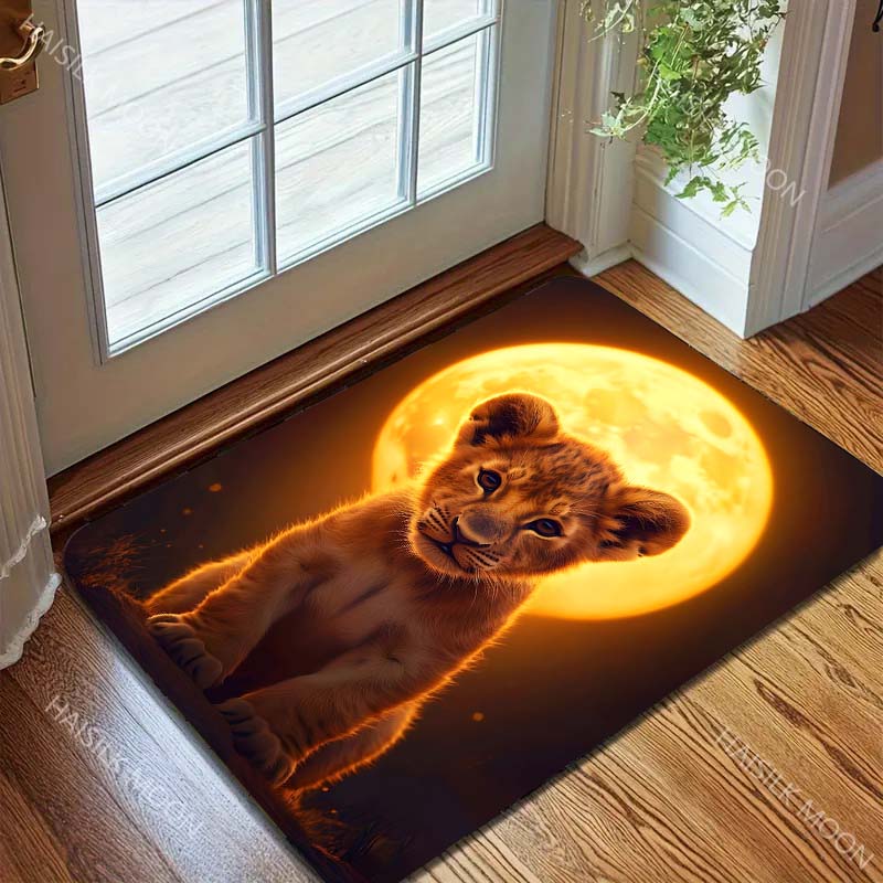 Little Lion In The Moonlight Carpet for Living Room Bedroom Sofa Creative Doormat Home Decor Area Rugged Non-slip Mat for Gifts