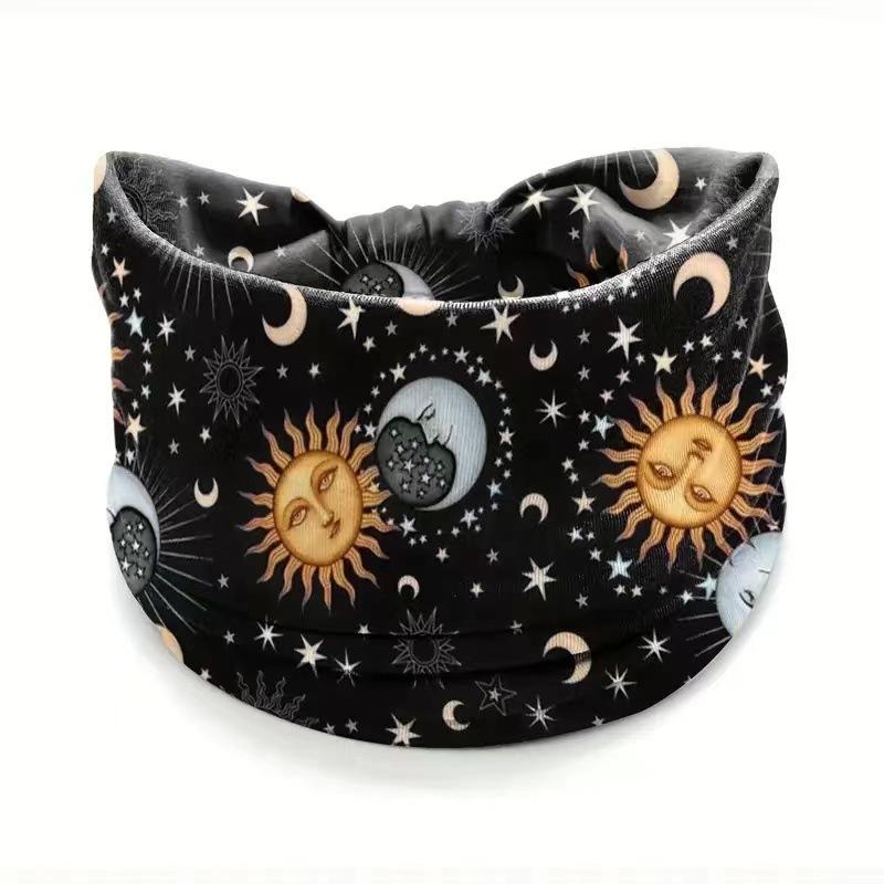 Star Moon Print Personality Pattern Wide Edge Headband Yoga Sports Fitness Headband Headband