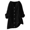 Women's Fashion Casual Solid Color T-Shirt Cotton Linen Long Sleeve Cardigan Loose Top
