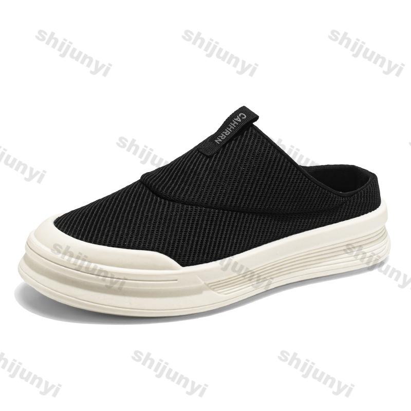 Fashion Men's Half Slippers 2025 Summer New Mesh Breathable Fashion Slip On Baotou Sandals Lightweight Comfortable Outdoor Casual Flats
