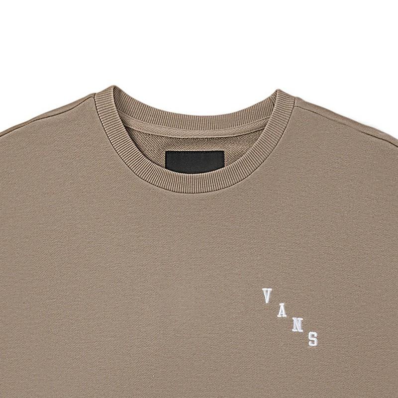 Vans Letter Plaid Crewneck Sweatshirt Unisex sweatshirt Light-Brown VN0A7YGQYEH