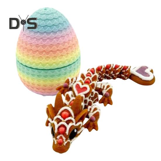 Kleines mysteriöses Drachenei. 3D-gedrucktes Drachenornament. Kräftige Farbe. Realistisch aussehendes Osterei mit voll beweglichem Drachen.