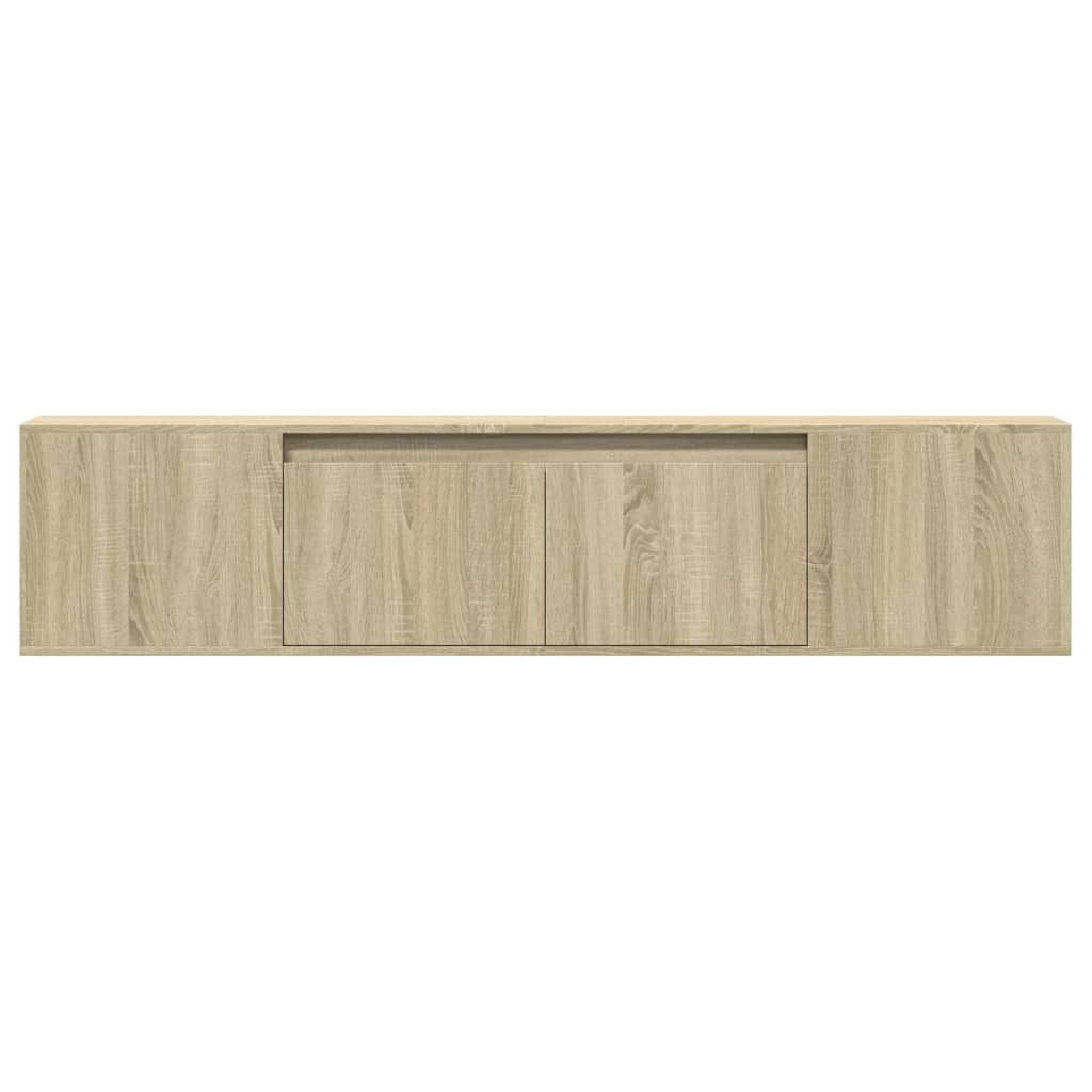 Vidaxl Ścienna Szafka Pod Tv, Z Led, Dąb Sonoma, 180X31X39,5 Cm
