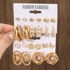 Hot Sale Vintage Gold Geometric Women's Earrings Set Pearl Earrings Earrings Set