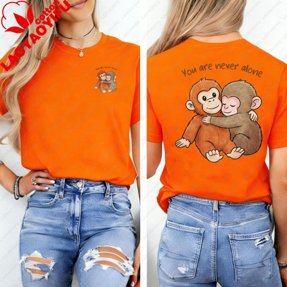 Viral Punch Cute Baby Monkey With Plush Toy Shirt Emotional Gift For Animal Lovers Kawaii Graphic Tshirts Fashion Casual Tshirt